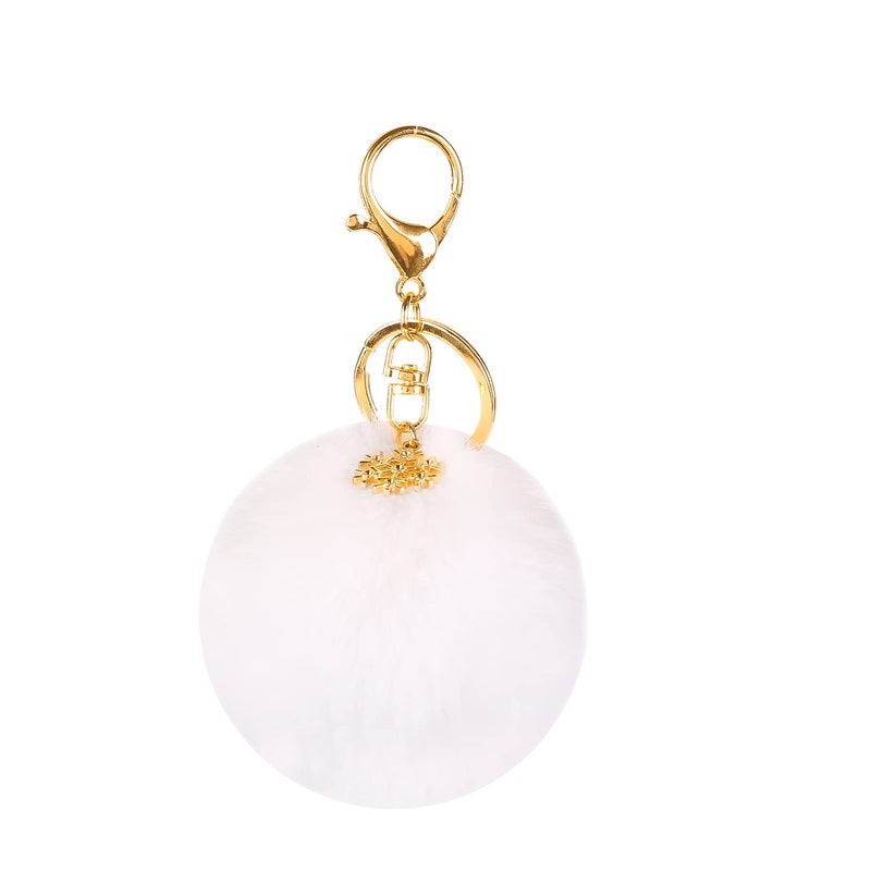 Kinglighten Pom Pom Keychain Artificial Fur Ball Keychain Fluffy Accessories Car Bag Charm (white) - Image 1